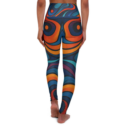 Colorful high-waisted yoga leggings with all-over print from Printify, designed for activewear and vibrant workout styles.