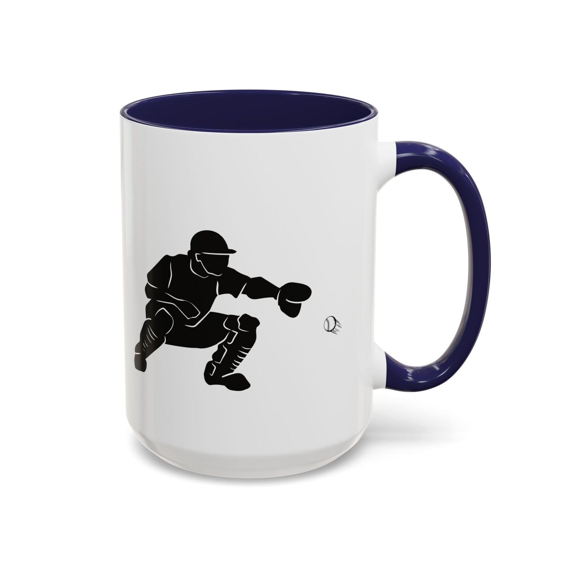Baseball Catcher Coffee Mug, Sports Gift for Coaches, Black Accent Mug for Fans, Perfect for Birthdays & Celebrations, Unique Cup - TRV