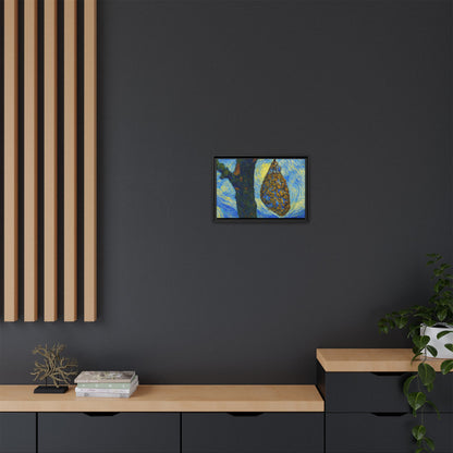 Framed matte canvas art featuring a starry nut cluster with dried plum colors, depicting a detailed nut cluster in a natural setting.