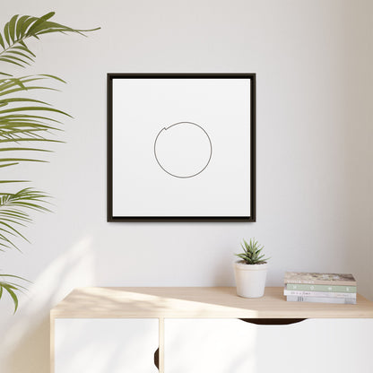 Framed matte canvas wall art featuring a minimal circular line design, designed by Printify for modern home decor.
