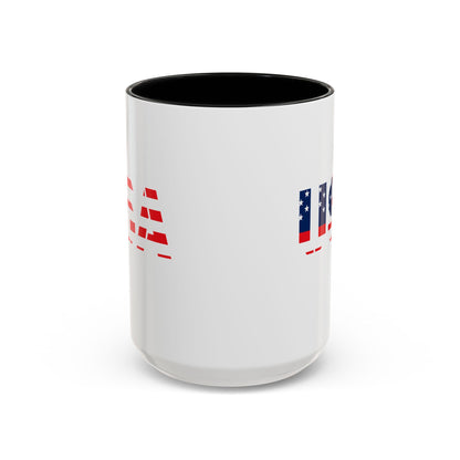 USA Flag Accent Coffee Mug — Patriotic 11/15oz Ceramic Coffee Cup