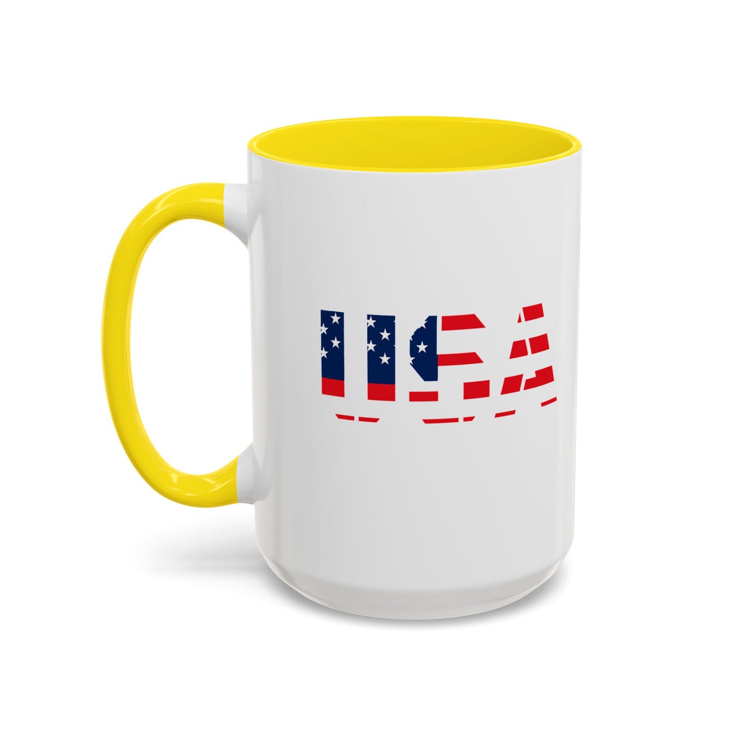 USA Flag Accent Coffee Mug — Patriotic 11/15oz Ceramic Coffee Cup