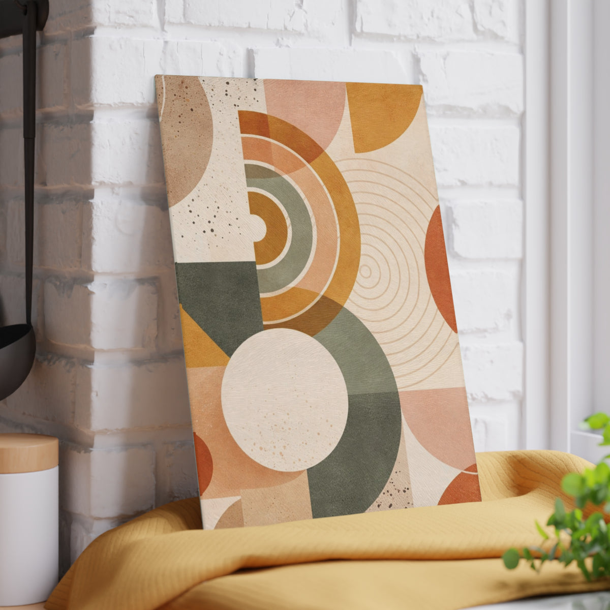 Mid-Century Geometric Glass Cutting Board – Retro Rainbow Kitchen Decor
