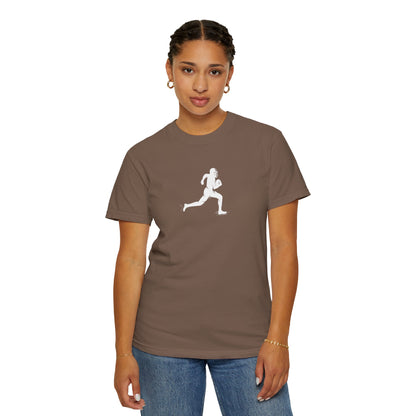 Sporty Unisex Garment-Dyed T-Shirt with Football Player Graphic, Activewear, Casual Wear, Gift for Runners, Fitness Apparel, Everyday Style