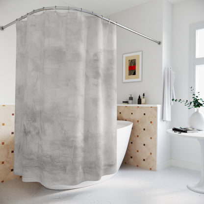 Elegant gray shower curtain by Printify featuring a minimalist design for modern bathroom decor.