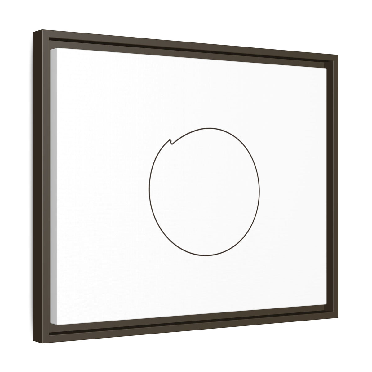 Framed matte canvas wall art with a minimal circular line design, featuring modern abstract artwork by Printify.