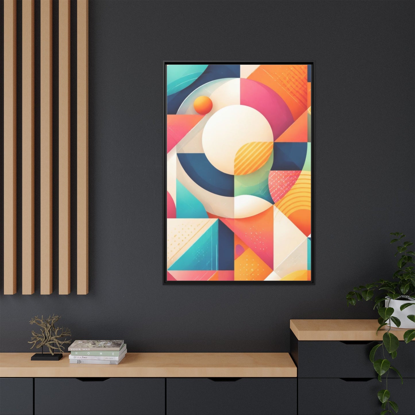 Colorful Geometric Abstract Art Matte Canvas Framed