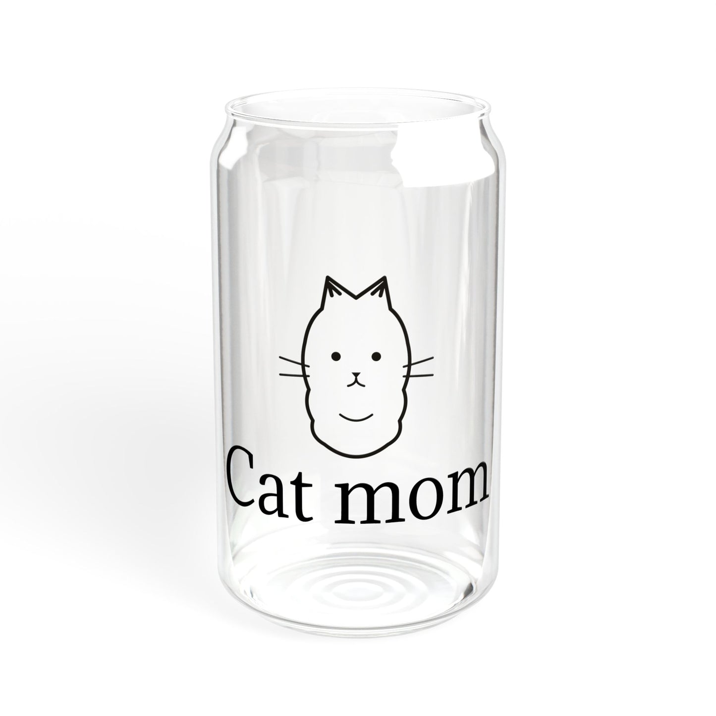 Cat Mom Sipper Glass - 16oz Cute Cat Lover Tumbler with Straw