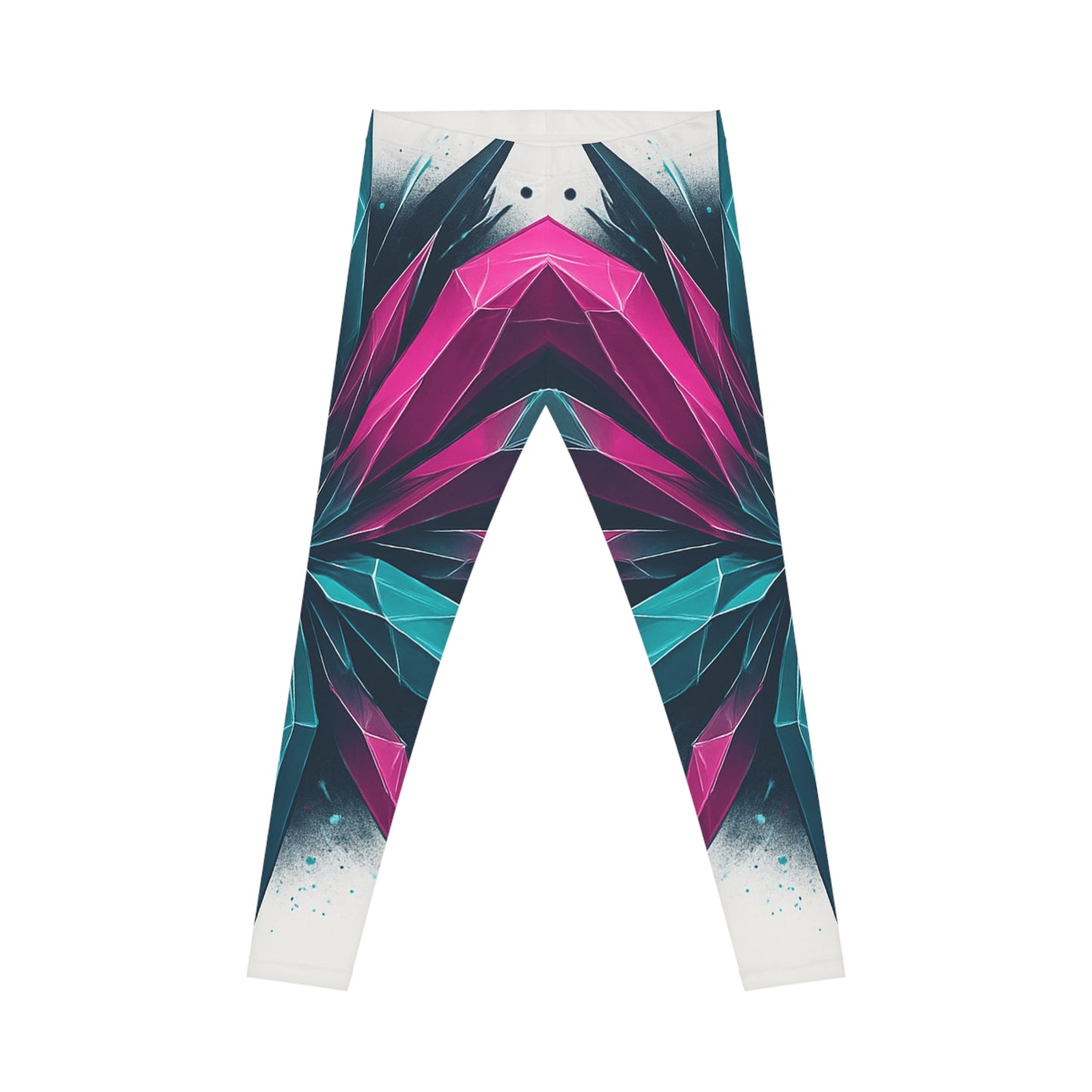 Geometric Prism Leggings with bold floral kaleidoscope all-over print by Printify, featuring vibrant geometric and floral patterns.
