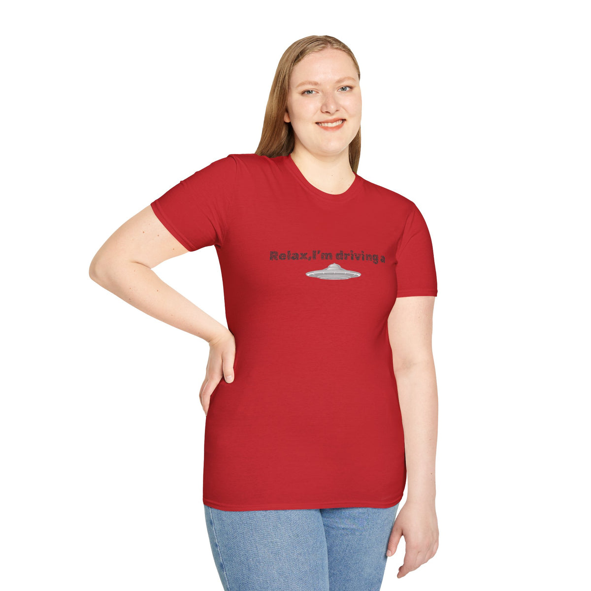 Funny UFO T-Shirt with alien graphic from Printify featuring a sci-fi inspired design on a casual tee.