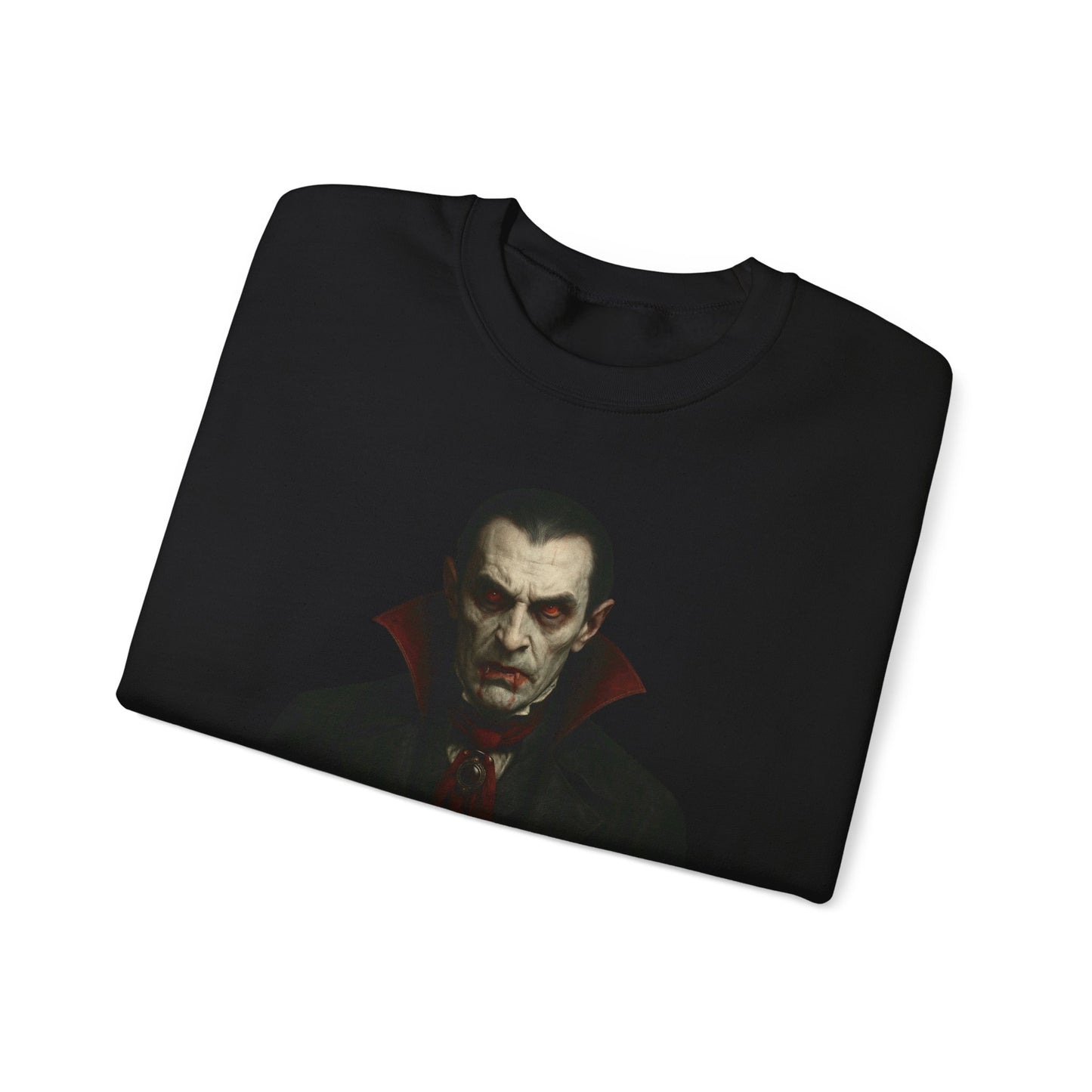 Gothic Horror Sweatshirt, Cozy Vampire Sweatshirt, Spooky Apparel, Halloween Costume Top, Unisex Halloween Sweatshirt - TRV