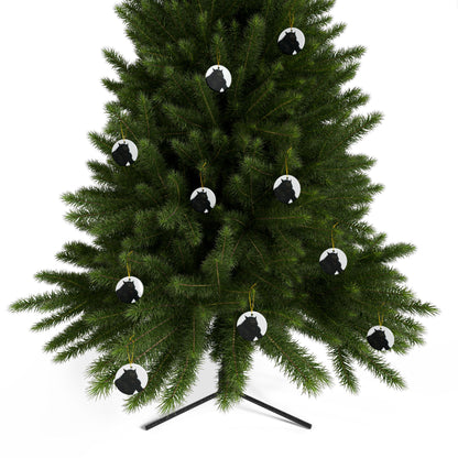 Black ceramic werewolf ornament with detailed features, perfect for spooky holiday decoration and Halloween decor.