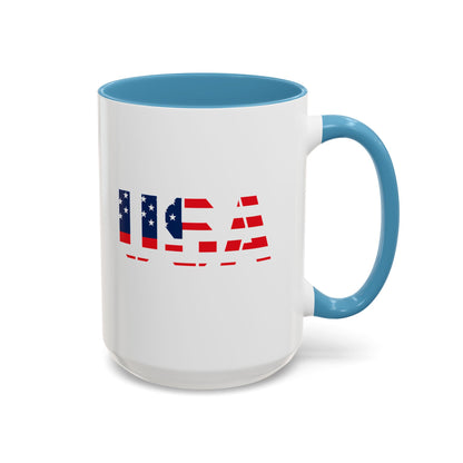 USA Flag Accent Coffee Mug — Patriotic 11/15oz Ceramic Coffee Cup
