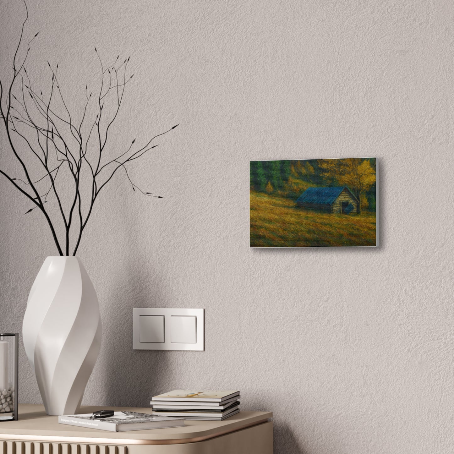 Rustic Canvas Wall Art, Nature Landscape Painting, Autumn Decor, Farmhouse Wall Art, Cozy Home Decoration - TRV