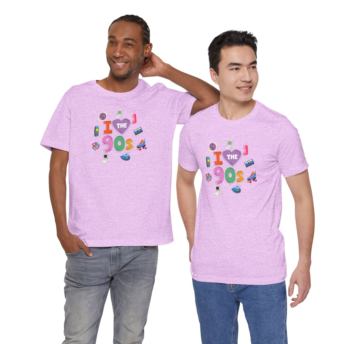 I  Love the 90's Short Sleeve Tee - Retro Graphic Tee, Vintage Style Shirt, Perfect for Casual Outings, 90s Nostalgia Apparel