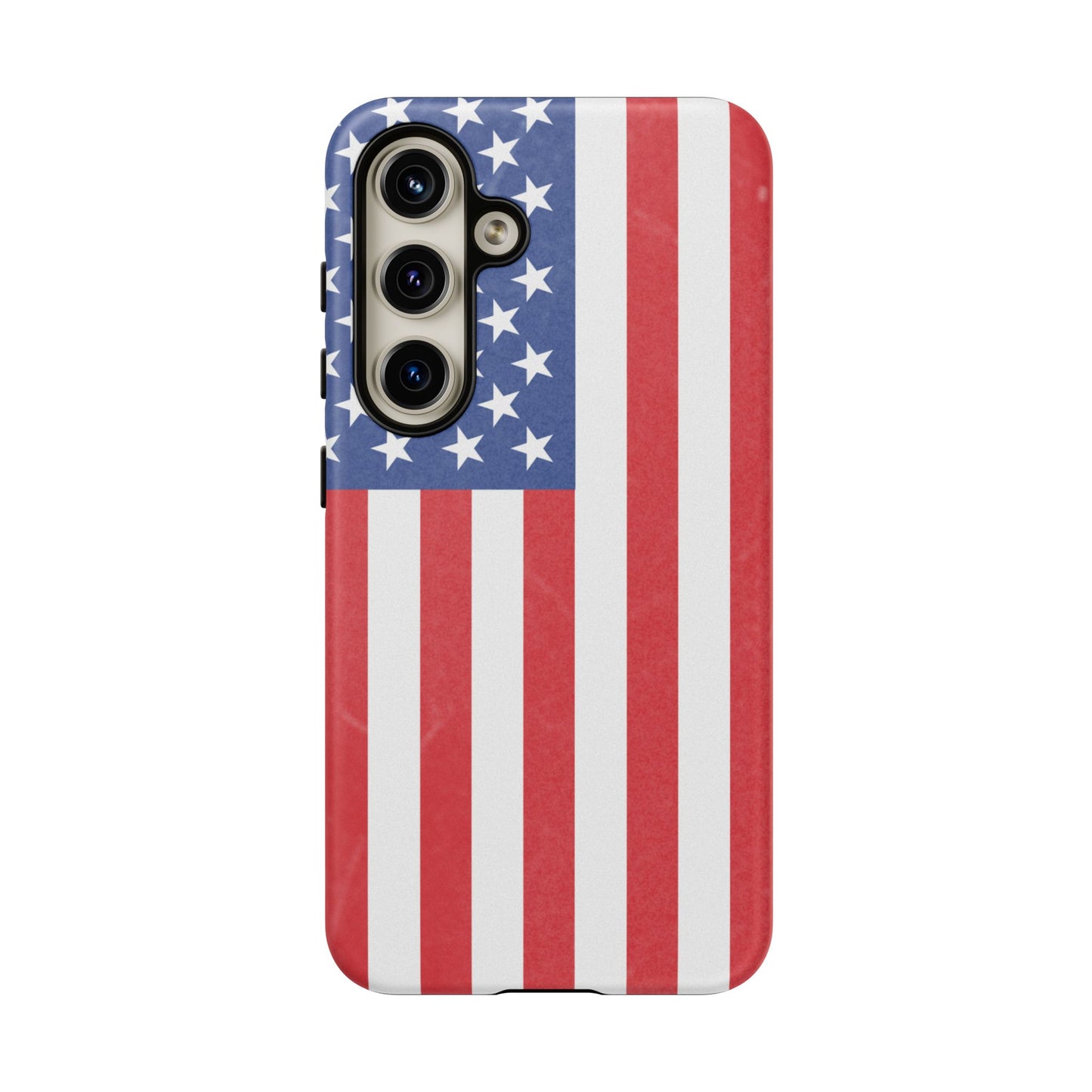 American flag tough phone case for iPhone and Samsung with patriotic design, protective cover by Printify.