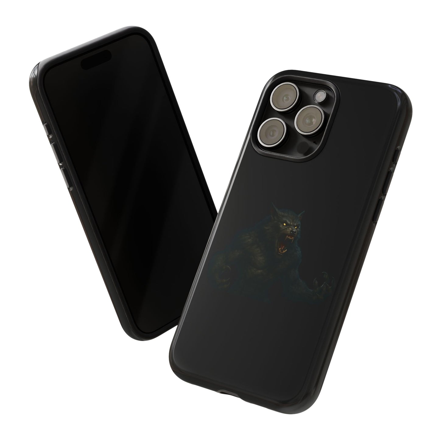 Dark monster graphic werewolf phone case by Printify, tough protective cover for smartphones with a fierce, detailed design.