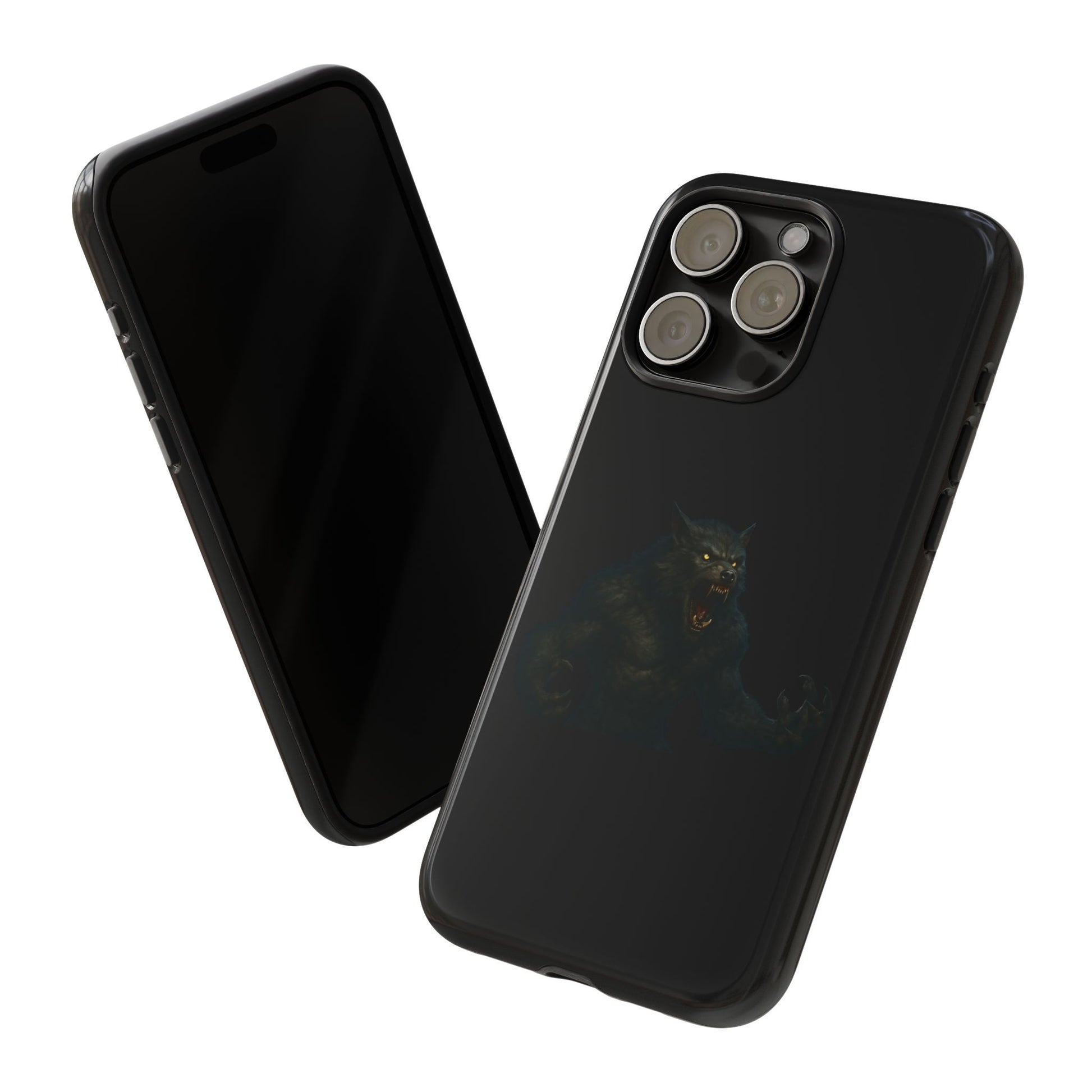 Dark monster graphic werewolf phone case by Printify, tough protective cover for smartphones with a fierce, detailed design.