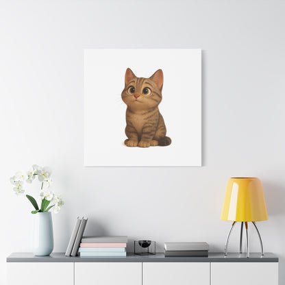 Adorable Cat Canvas Art, Cute Cat Wall Decor, Pet Lover Gift, Nursery Wall Art, Animal Print, Modern Home Decor - TRV