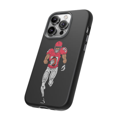 Black football player tough phone case for iPhone, protective sports design, durable Printify phone cover with athletic imagery