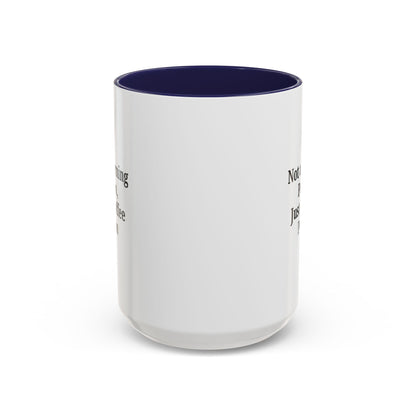 Ceramic coffee mug with "Not a Morning Person, Just a Coffee Person" printed in black text, white handle and interior.