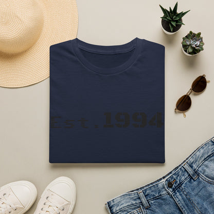 Vintage 1994 Est. graphic T-shirt by Printify featuring bold print and classic design on a casual cotton T-shirt.