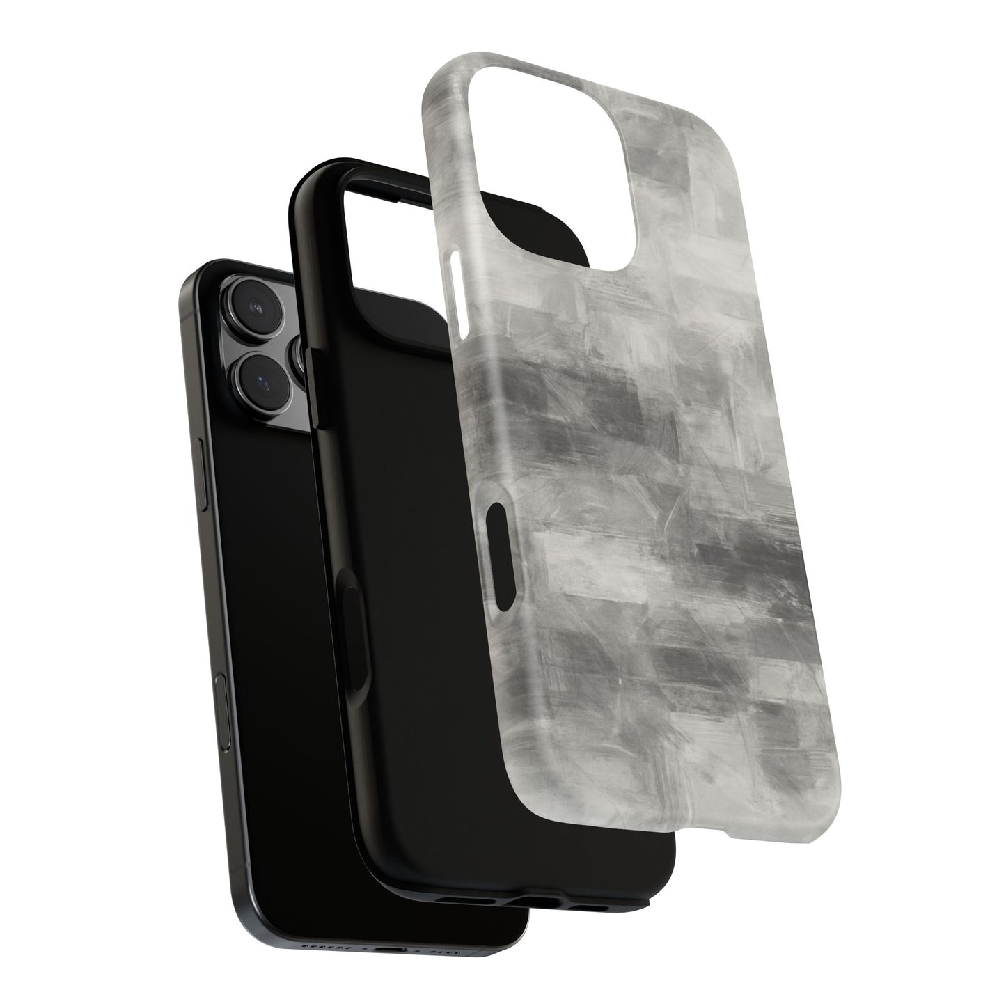 Abstract gray grid phone case for iPhone, tough protective cover by Printify, showcasing a modern geometric design.