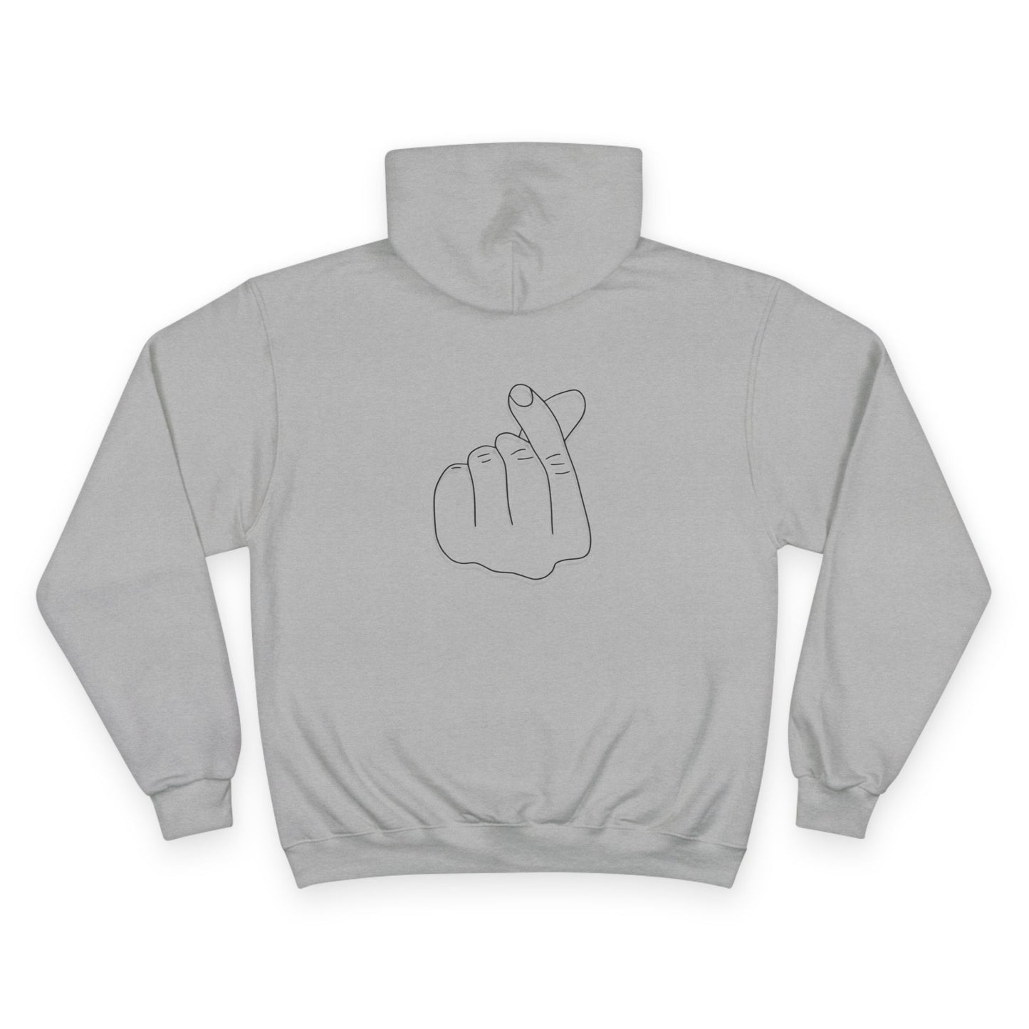 Minimalist Champion Hoodie with Hand Gesture Design