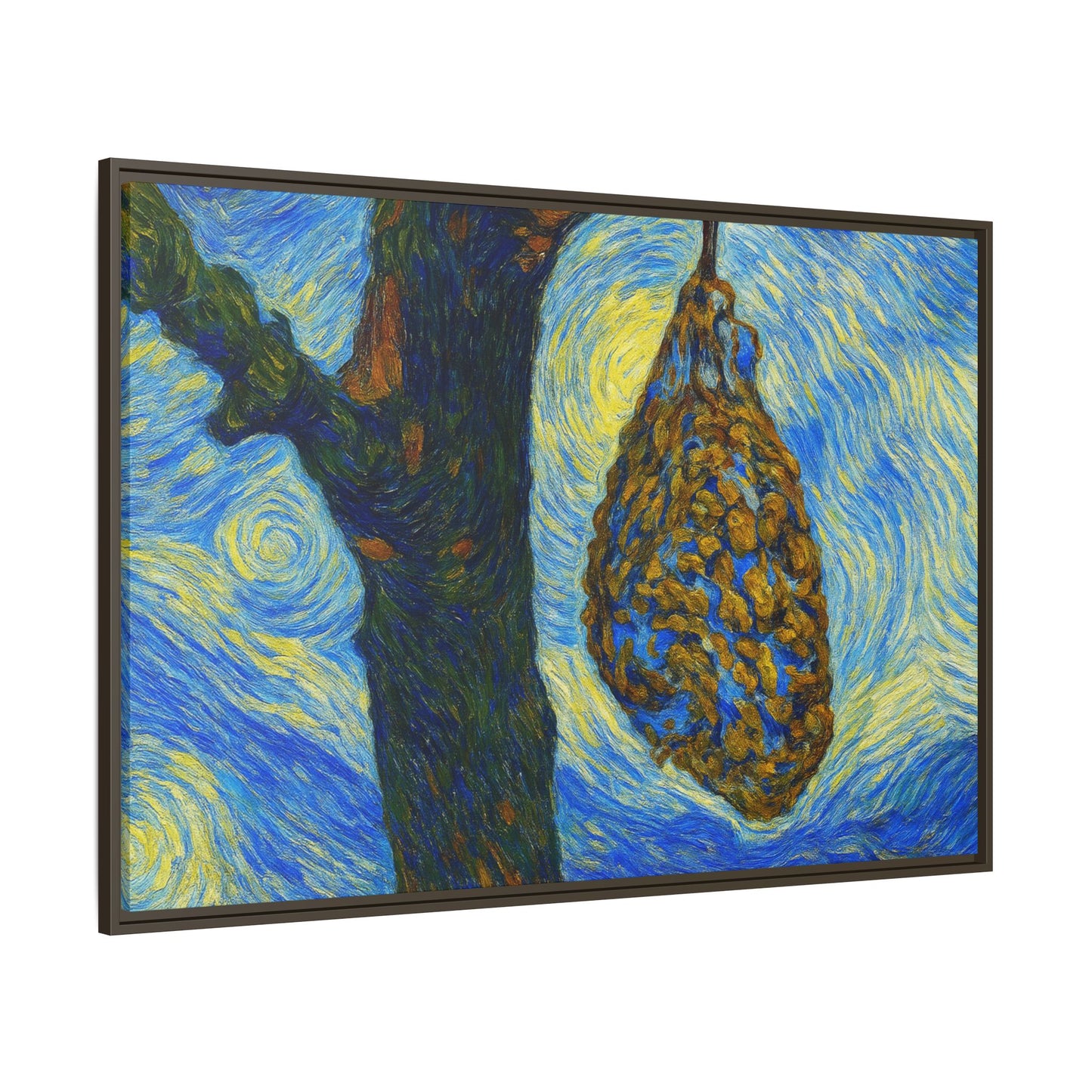 Framed matte canvas art of a starry nut cluster featuring dried plum colors, created by Printify.