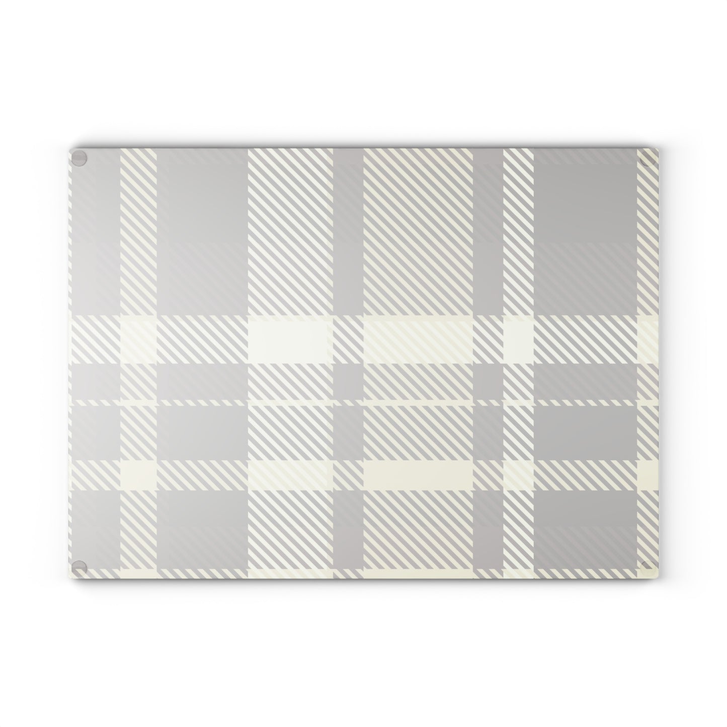 Plaid Glass Cutting Board — Neutral Buffalo Check Kitchen Board