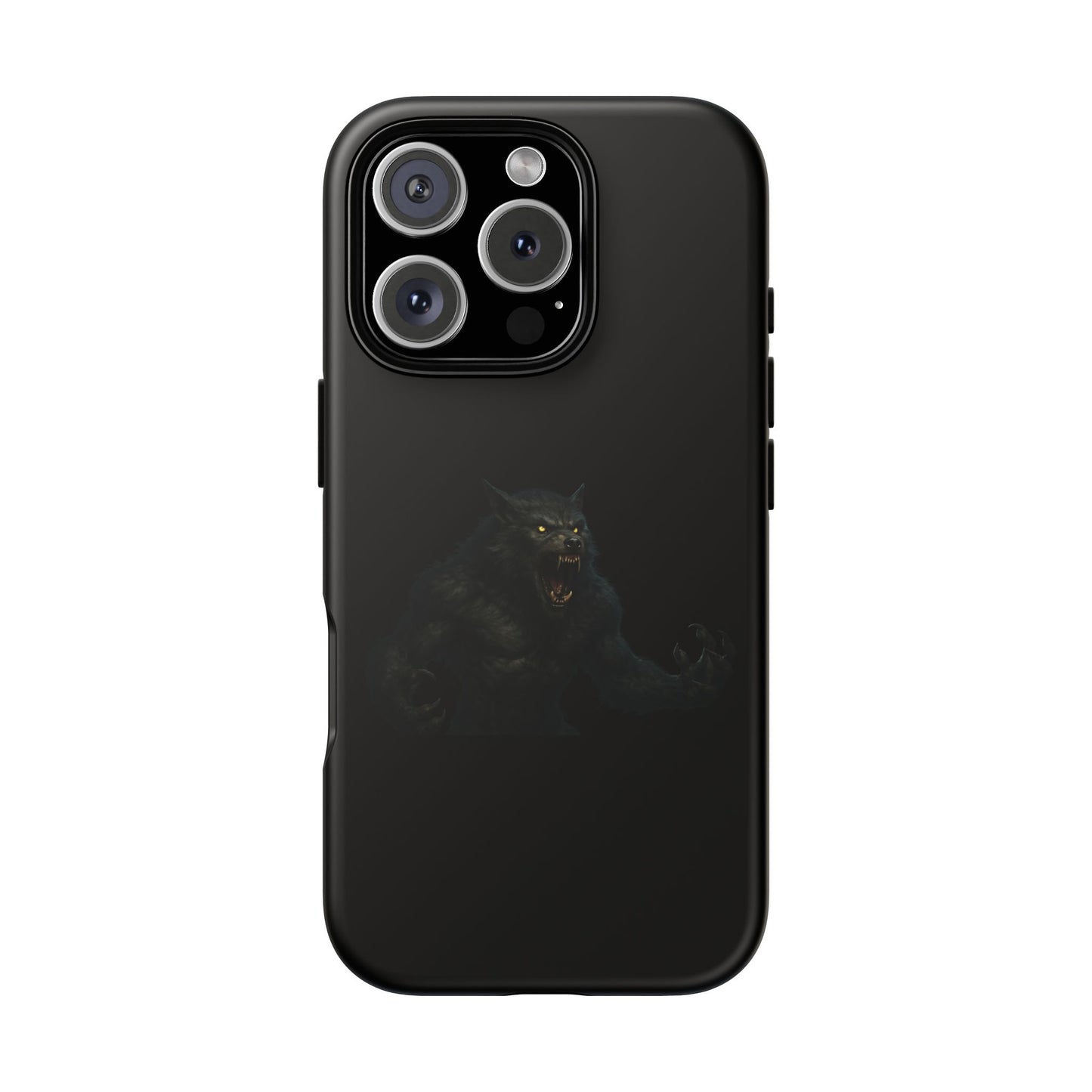 Werewolf phone case with dark monster graphic, tough protective design for smartphone protection and style.