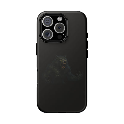 Werewolf phone case with dark monster graphic, tough protective design for smartphone protection and style.