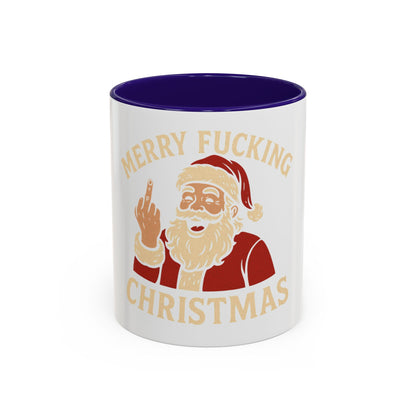 Merry Fucking Christmas Mug — Funny Santa Middle Finger Coffee Cup (11oz & 15oz)