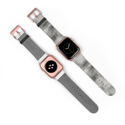 Gray watercolor camouflage Apple Watch band with neutral abstract print, designed as a stylish accessory for Apple Watch.