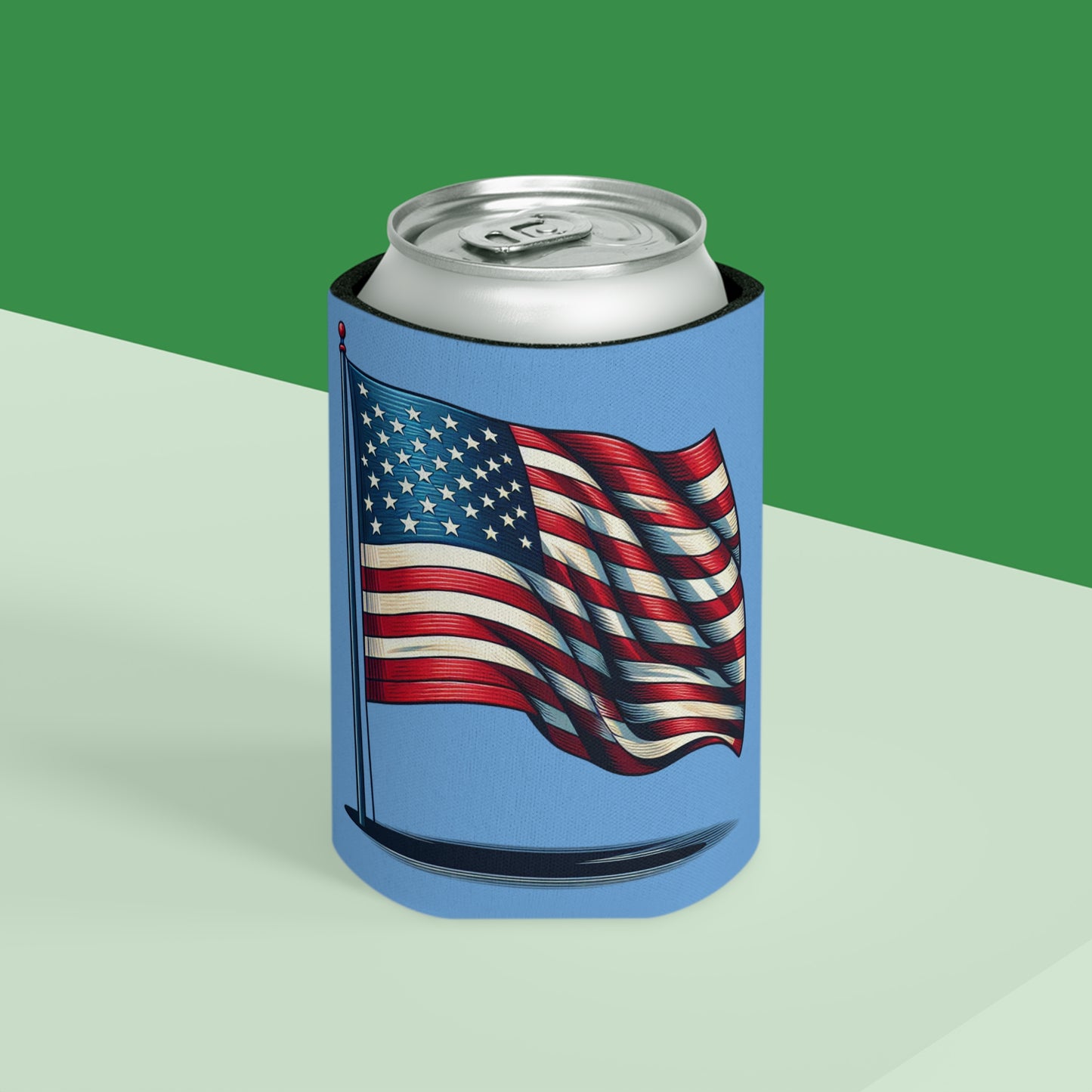 Patriotic Can Cooler, American Flag Drink Sleeve, Summer BBQ Beverage Holder, Fourth of July Party Favor, Cooler for Beer & Soda