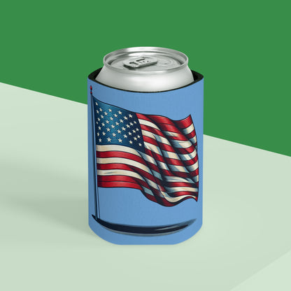 Patriotic Can Cooler, American Flag Drink Sleeve, Summer BBQ Beverage Holder, Fourth of July Party Favor, Cooler for Beer & Soda