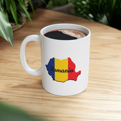 Romania Flag Ceramic Mug, Unique Coffee Cup, Travel Souvenir, Gift for Romanians