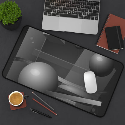 Monochrome Geometric Spheres Desk Mat | Abstract Grey Shapes Mouse Pad