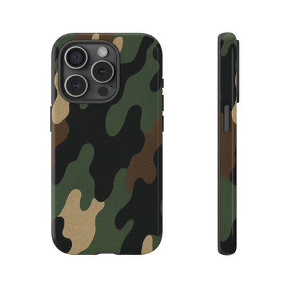 Rugged military green camo phone case by Printify, protective cover designed for durability and style.
