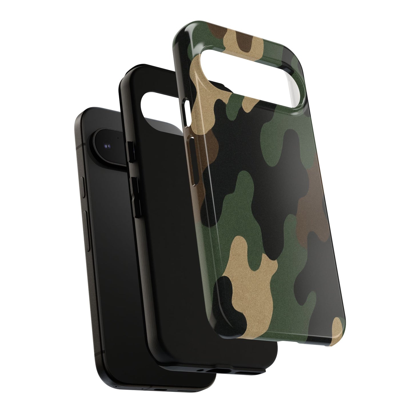 Military green camo tough phone case by Printify, rugged protective cover with camouflage pattern for smartphones.