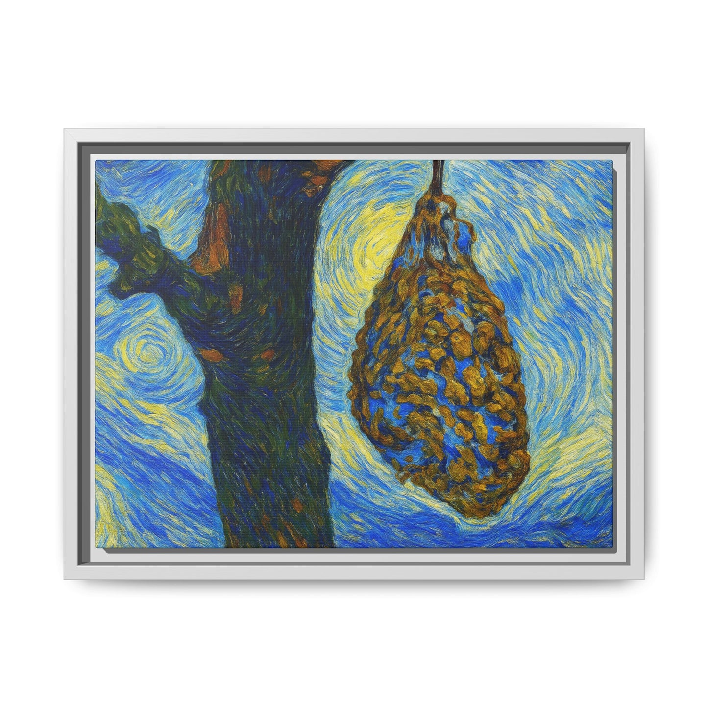 Framed matte canvas art of a starry nut cluster with dried plum colors, showcasing a nature-inspired botanical design by Printify.