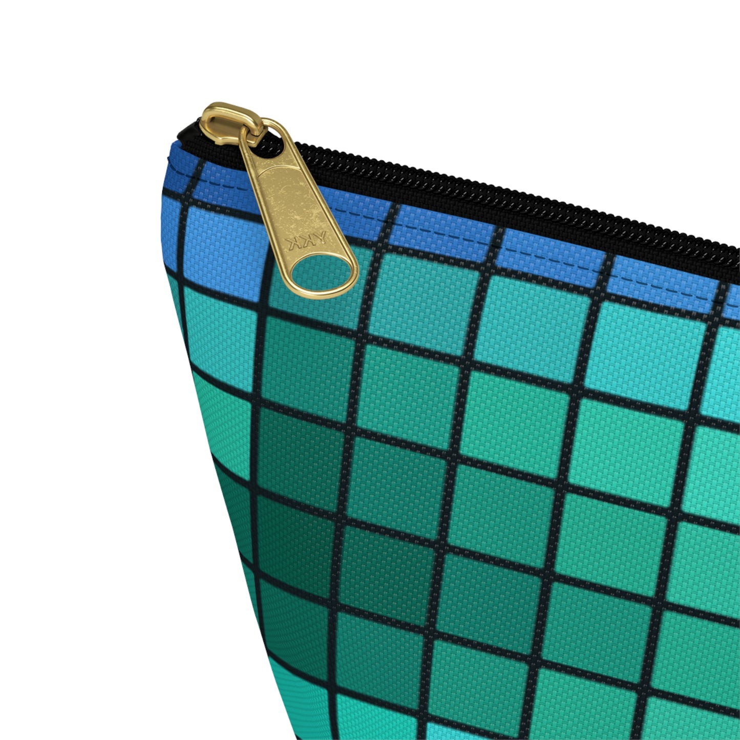 Teal Gradient Grid Accessory Pouch