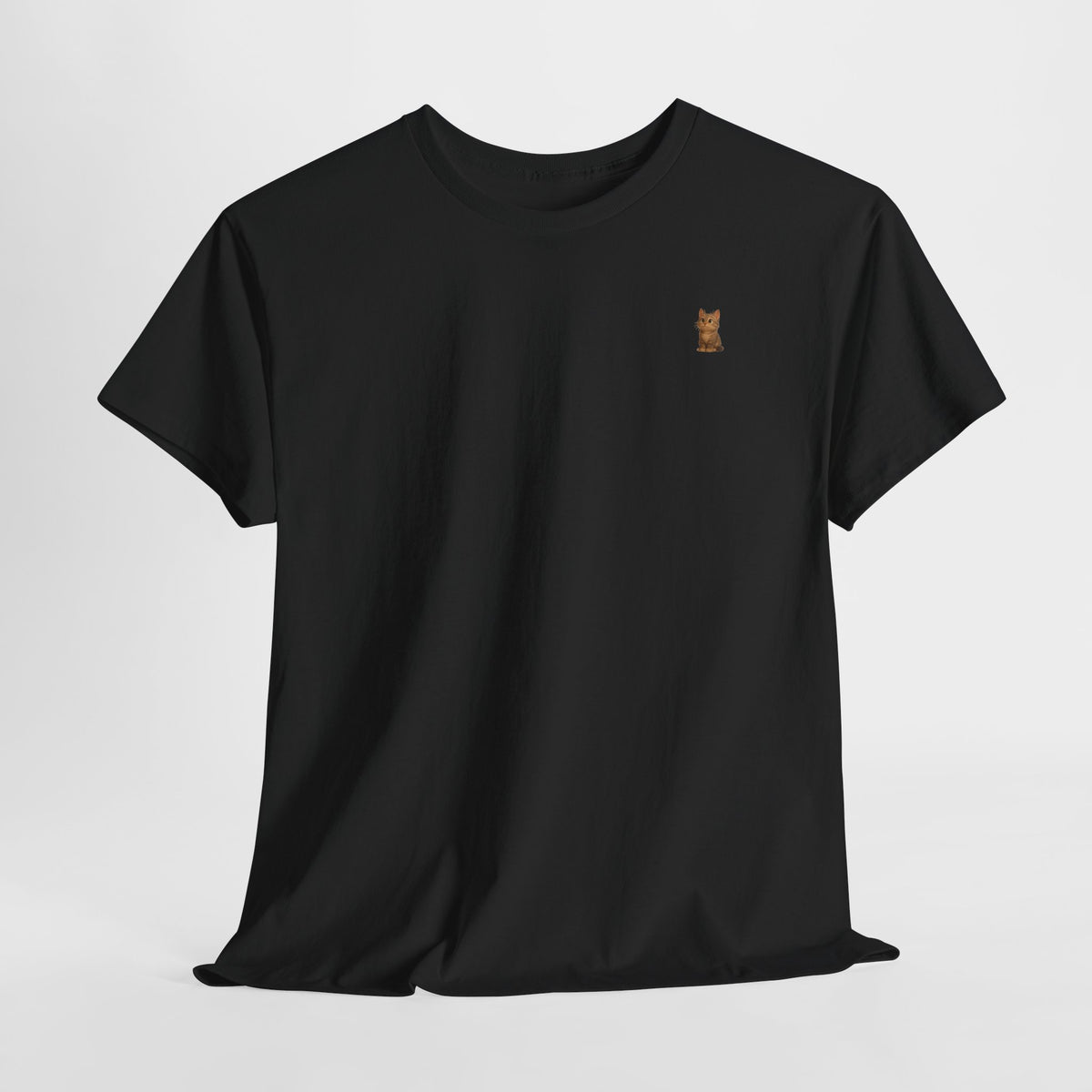 Cute brown kitten graphic on Printify Cat Lover T-Shirt, featuring a cozy design perfect for cat enthusiasts.