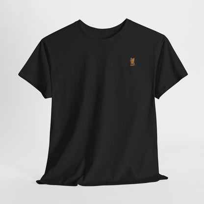 Cute brown kitten graphic on Printify Cat Lover T-Shirt, featuring a cozy design perfect for cat enthusiasts.