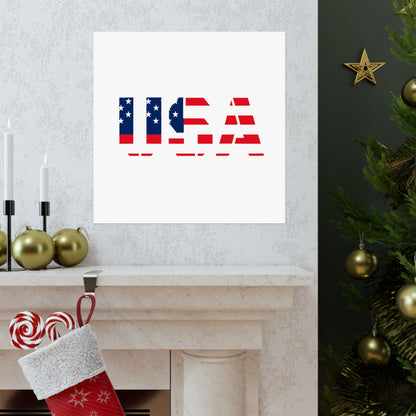 USA Patriotic Wall Art Poster, Red White Blue Home Decor, Fourth of July Decoration, American Flag Art, Independence Day Gift