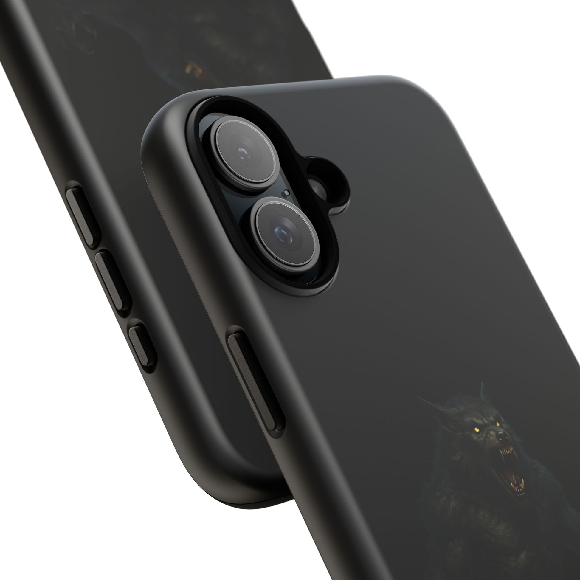 Dark monster graphic werewolf phone case by Printify, durable protective case for smartphones with fierce, detailed monster design.