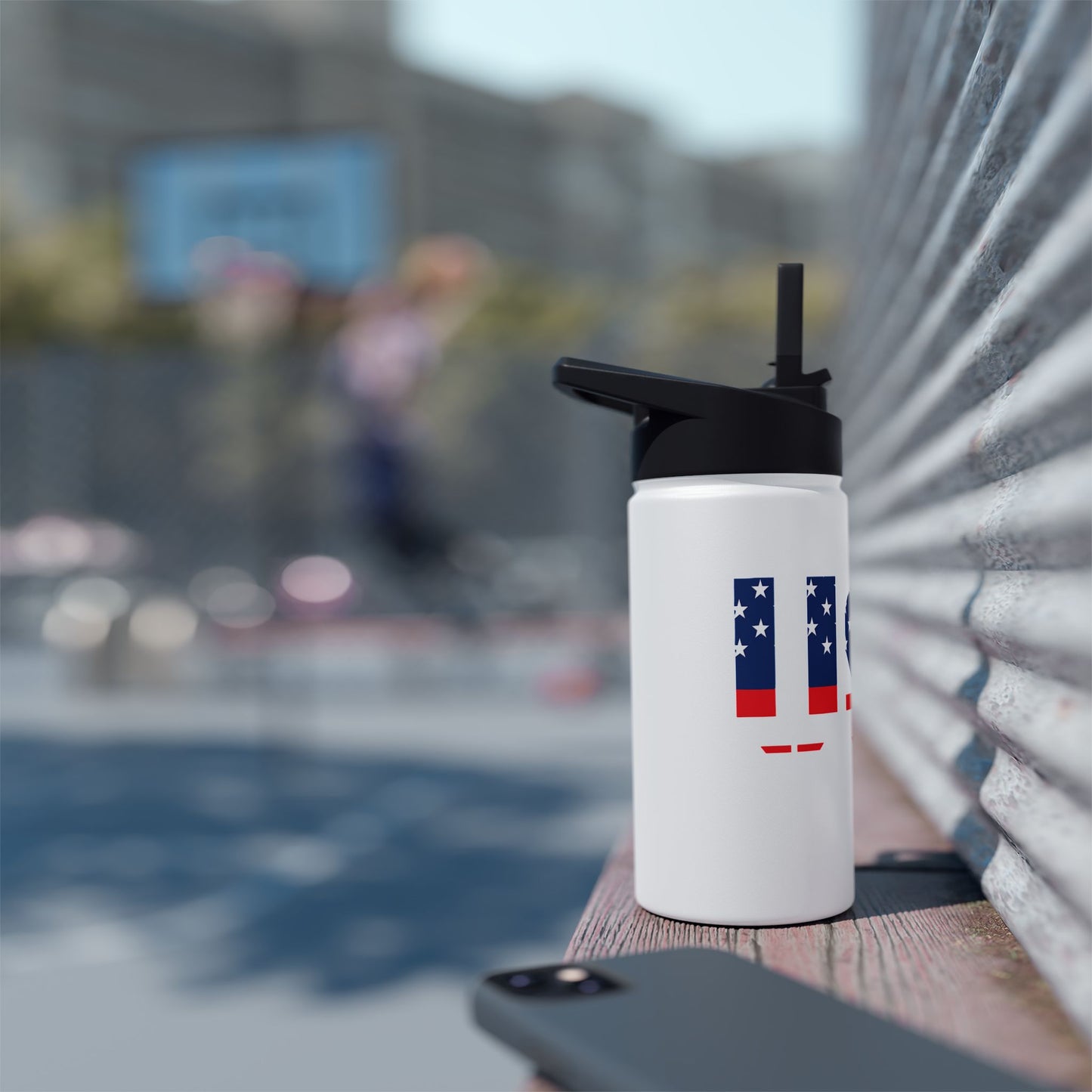 USA Flag Stainless Steel Water Bottle — Patriotic Travel Flask