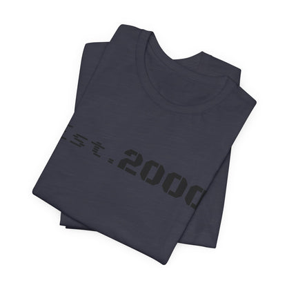 Retro pixel design T-shirt by Printify, featuring "Born in 2000" text, vintage style, casual fit, and vibrant digital artwork.