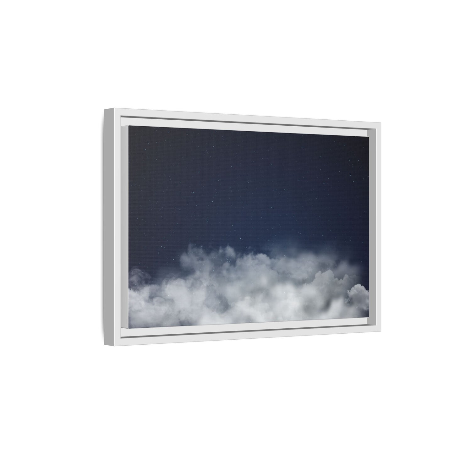 Night Sky Clouds matte canvas framed wall art featuring starry night design with clouds, by Printify.