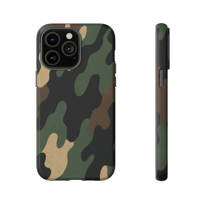 Military green camo tough phone case by Printify, rugged protective cover for smartphone with military-inspired design.